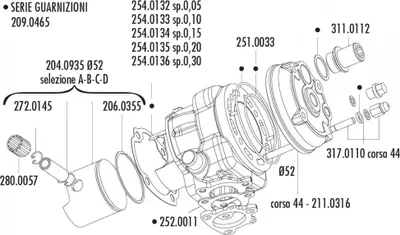 Produktbild von Kolben Satz Polini 52mm, 13mm Kolbenbolzen (C) für Piaggio, Minarelli