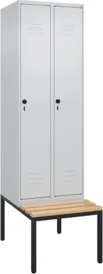 Produktbild von C+P Garderobenschrank "Classic Plus", Abteilbreite 30 cm, mit Sitzbank, Feuerrot (RAL 3000), 212x60x50 cm/ 2 Fächer