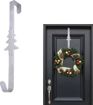 Produktbild von Weihnachtskranz Hänger 38 cm - Metallüberdoorhänger mit Schneeflocken und Weihnachtsbaumhaken