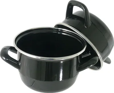 Produktbild von Muscheltopf, Serviertopf, schwarz emailliert, 0,75-3,5 Liter wählbar : 12 cm Variante: 12 cm