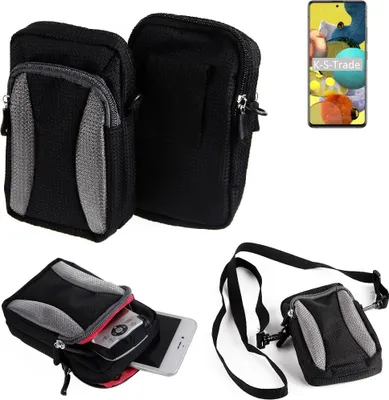 Produktbild von K-S-Trade Holster Schutz Hülle kompatibel mit Samsung Galaxy A51 5G Handy Hülle Gürteltasche Umhängetasche mit Zusatzfach schwarz