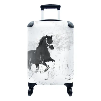 Obrázek produktu pro Kufr Příruční zavazadlo na kolečkách Malý cestovní kufr na 4 kolečkách Kůň - Sníh - Zima - Velikost kabiny < 55x40x23 cm a 55x40x20 cm - Fotobrašna -