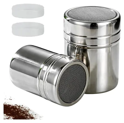 Produktbild von 2 Edelstahl Kakaostreuer für Cappuccino, Puderzucker, Mehl und mehr