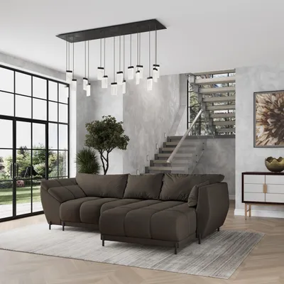 Produktbild von Masseno Ecksofa VESTANO R-S mit Schlaffunktion L-Form, Sofa mit Bettkasten, Wohnzimmersofa, Couch, Soffa, Bettsofa, Couchgarnitur- Braun, MATT VELVET 29