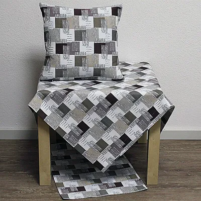 Produktbild von moderne Kissenhülle Kissenbezug Betsy Karo & Streifen weiß braun 50x50cm Hossner