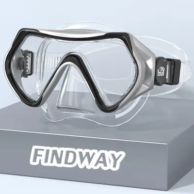 Productafbeelding van Duikmasker voor volwassenen, siliconen band, zilver-wit-zwart