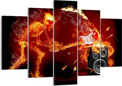 Produktbild von Bild auf Leinwand - Leinwandbild - Feuer Instrument Skelett - 150x100cm - Wand Bild - Wanddeko - Leinwanddruck - Bilder - Kunstdruck - Wanddekoration - Leinwand bilder - Wandkunst - EA150x100-0210