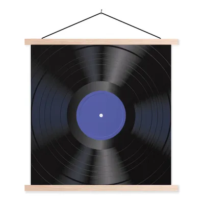 Produktbild von MuchoWow® Textilposter LP - Vinyl - Blau - Retro 40x40 cm mit holzfarbenen Rahmen - Posterleiste
