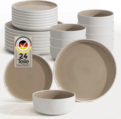 Produktbild von Steingut Geschirrset 8 Personen, 24teilig, Shadow Stone