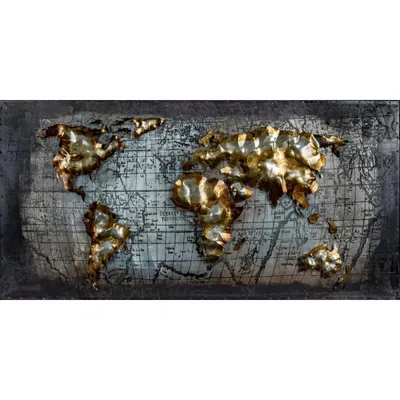 Obrázok produktu pre Kovový obraz Mapa sveta FAM0874 80x40cm