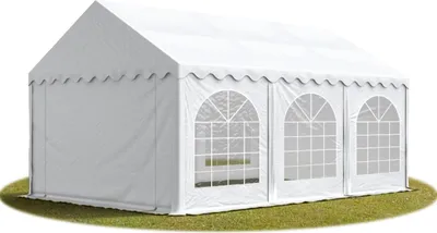 Produktbild von TOOLPORT Festzelt Partyzelt 4x6 m PREMIUM, hochwertige PVC Plane 750 N in weiß 100% wasserdicht mit Bodenrahmen