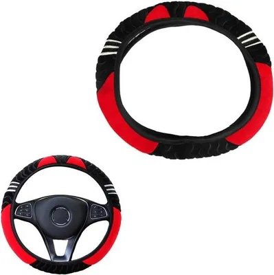 Obrázek produktu pro Univerzální sametový potah na volant, protiskluzový, černý a červený