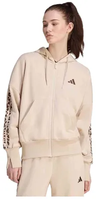 Produktbild von Jacke Adidas Seasonal Essentials Animal Print 3-Stripes Full Zip Hooded Track Top für Damen