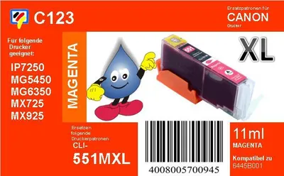 Produktbild von CLI-551MXL - magenta - Dr. Inkjet Ersatzdruckerpatrone mit 11ml Inhalt