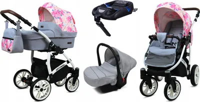 Produktbild von BabyLux® Optimal | 4in1 Kinderwagen Set | Peony And Rose | Kombikinderwagen | Kinderwagenset | I