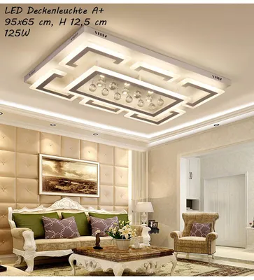 Produktbild von LED Deckenleuchte NXW803 95x65 cm 125W mit Fernbedienung die Lichtfarbe/Helligkeit einstellbar dimmbar A+LED Wohnzimmerleuchte Kronleuchte Pendelleuchte Deckenlampe Deckenstrahler