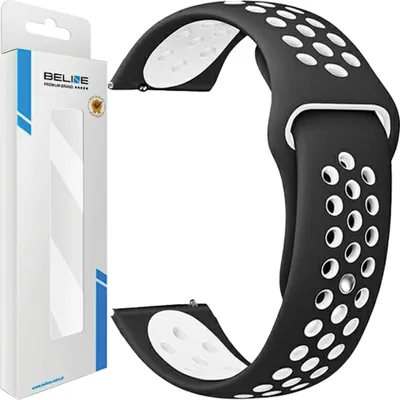 Produktbild von Beline Uhrarmband 22Mm Sport Silikon Schwarz/Weiss Box
