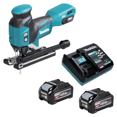 Imagen del producto de Sierra de calar a batería Makita JV 001 GU201, 40 V máx., 135 mm, sin escobillas + 2 baterías de 4,0 Ah + cargador
