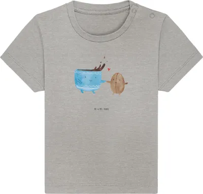 Produktbild von Mr. & Mrs. Panda  T-Shirt Kaffee Bohne 24. - 36. Monat - Heather Grey - Geschenk, Lustige Sprüche, Organic Baby Shirt, Babyshirt, Genuss, Glück, Kaffeebohne