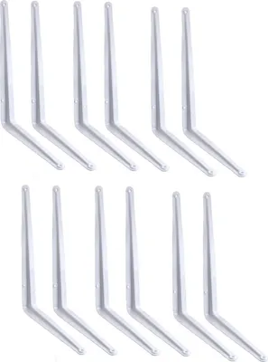 Produktbild von 12er Set Regalwinkel weiß | Regalträger aus Eisen | Regalhalterung | Wandkonsole | Regalkonsole zur Wandmontage | Regal Halter | Wandhalterung für Regalbretter | Regalbodenträger | Stahlblechkonsole