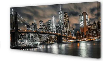 Immagine prodotto di Stampa su tela, dimensioni 100x50 cm, opera d'arte da parete, panorama notturno con ponte
