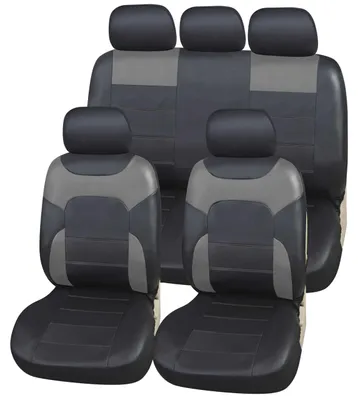 Image de Housses de siège universelles pour voiture, imitation cuir gris, de la marque Upgrade4cars