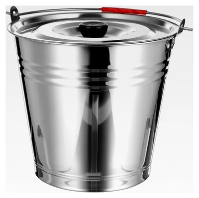 Produktbild von Edelstahl Aschebehälter mit Deckel 8l für Grill und Kamin mit hitzebeständigem Griff und erhöhtem Boden