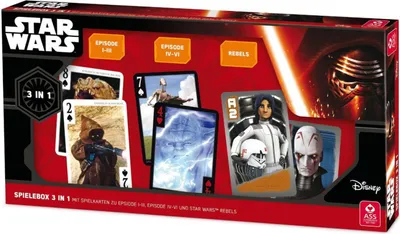 Produktbild von Star Wars Spielebox 3 in 1 - 2 Filmdecks Episode 1-3 und 6-7  + Action Game Star Wars Rebels