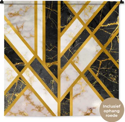 Produktbild von MuchoWow® Wandteppich Wandbehang Marmor - Gold - Luxus 150x150 cm Tapisserie Dekoration Wandtuch - Wohnaccessoires - Modernes