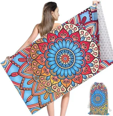 Imagen del producto de Ibenzoa® Toalla de playa de microfibra extra grande y de secado rápido, 180x90 cm, 80% poliéster/20% poliamida, de doble cara y antarena, con bolsa de transporte – ideal para viajes, deportes y sauna