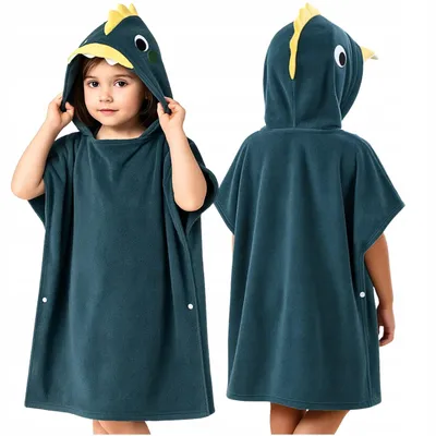 Produktbild von Kinder Badetuch mit Kapuze 70x140 cm – Poncho, schnelltrocknend, Strand, Schwimmbad