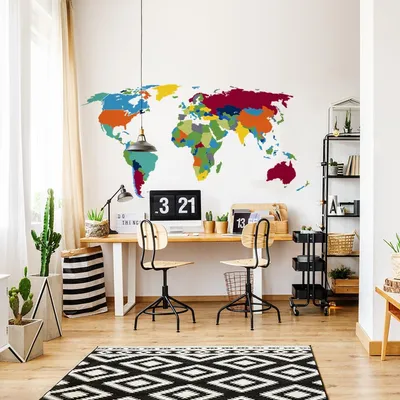 Weltkarte für Kinder- und Spielzimmer – Decords Wandtattoo, Produktansicht 1