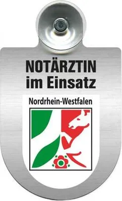 Produktbild von Einsatzschild mit Saugnapf - Notärztin im Einsatz - incl. Regionenwappen nach Wahl 393827 Color - Region Nordrhein-Westfalen