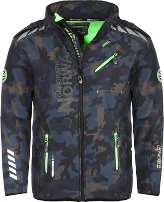 Produktbild von Geographical Norway Herren Softshell Übergangsjacke Model: G-River, Farbe: Camouflage Navy/Grün, Größe S