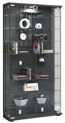 Immagine prodotto di Vetrina in piedi | Vetro con vetro di sicurezza ESG | Dimensioni ca. H. 114 x W. 59 x D. 17 cm | Vetro espositore per stand | Moderno e salvaspazio | Espositore in vetro – Stelas L