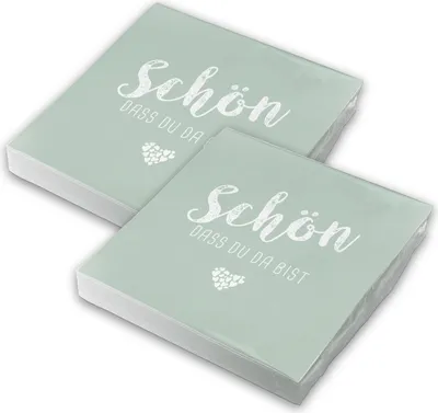 Produktbild von itenga 40x Serviette Schön dass du da bist eukalyptus Set