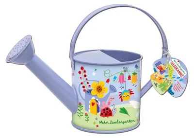 Produktbild von Gießkanne Kinder 1,3L Metall mit Sprühkopf, wetterfest, Moses Mein Zaubergarten