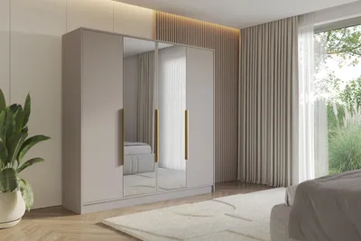 Produktbild von ALTDECOR Kleiderschrank mit Spiegel LESE - 200x200x51 Kaschmir Schrank Garderobenschrank Mehrzweckschrank mit modernen glatte Fronten