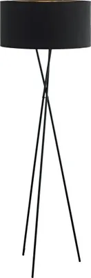 Produktbild von EGLO Stehlampe Fondachelli, Stehleuchte, Standleuchte aus Metall und Textil, Wohnzimmerlampe, Lampe mit Tritt-Schalter, Stofflampe mit E27