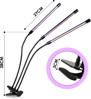 Produktbild von SWANEW Pflanzenlampe Led Vollspektrum 30W 60leds Pflanzenlicht,Clip On Plant Grow Lights Indoor mit 3 Beleuchtungsmodi,Wachstumslampen füR Pflanzen with 9 Dimmstufen und 3/6/9h Timer