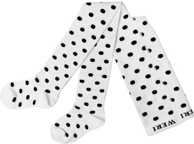 Produktbild von Kinderstrumpfhosen für Mädchen aus Baumwolle Kleine Punkte Creme und Schwarz Größe 134-146