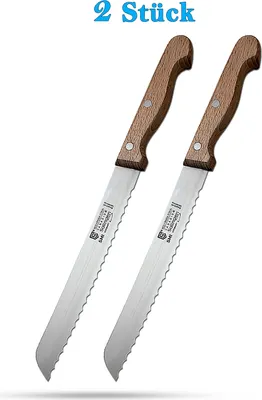Produktbild von SMI Solingen 20 cm Brotmesser Wellenschliff Brötchenmesser Buchenholz
