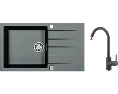 Obrázok produktu pre Granitový drez s batériou ALVEUS CADIT 40 Carbon 91 860x500 mm + batéria TONIA SETA22038