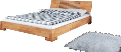 Produktbild von Bett Bento 11 Sonderlänge 100x210 Kernbuche massiv Holzkopfteil und Holzbeine