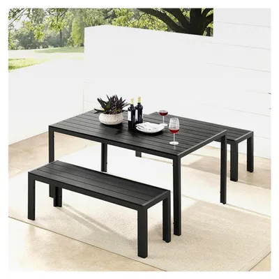 Produktbild von Gartenbank DESIGNO - 130 cm - anthrazit schwarz - Aluminium wetterfest Outdoor-Sitzbank