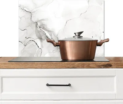 Produktbild von KitchenYeah®  Spritzschutz Küche - Küchenrückwand - Wandschutz für Herd und Spüle - Marmor - Schwarz - Muster 70x50 - Alu-Dibond (Alternative zum Spritzschutz aus Glas) - Hitzebeständig - Herdspritzsc