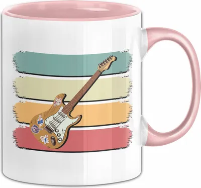 Produktbild von Gitarrenspieler Geschenk Tasse Gitarre E-Gitarre Kaffee-Becher (Rosa)