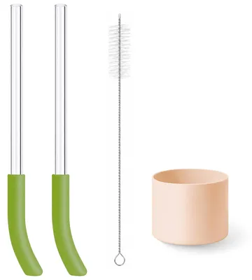 2 wiederverwendbare Trinkhalme für Ninja BlendBOSS, grün/rosa