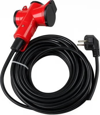 Produktbild von Kopp 10m Verlängerung, Schutzkontakt-Stecker und 3-fach Schutzkontakt-Kupplung