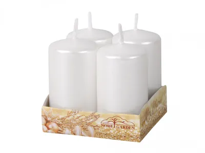 Zdjęcie produktu dla świeca adwentowa 60x40mm BIAŁA metaliczny połysk. (4szt)